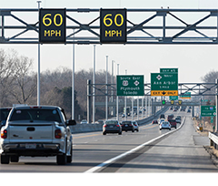 Michigan's US-23 Flex Route, opened in 2017 north of Ann Arbor, utilizes active traffic management to address traffic, incident management, and motorist safety. Photo courtesy of Michigan DOT